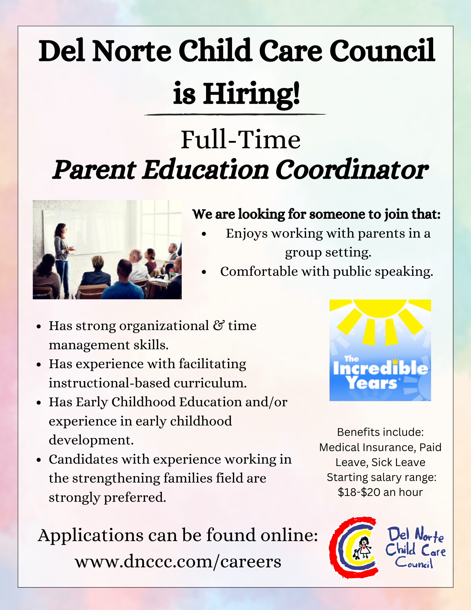 Parent Education Coordinator Hiring Ad 